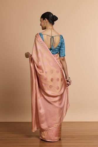Taneira Women Light Pink Woven Viscose Tissue Saree with Unstitched Blouse Piece (SAPP01AC2529-Light Pink)