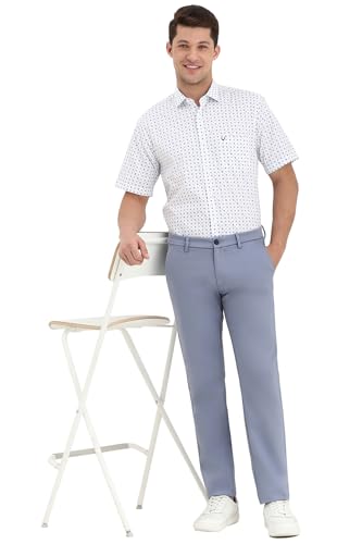 Men Blue Slim Fit Solid Casual Trousers