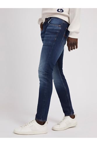GUESS Men's Blue Solid Mid-Rise Skinny Leg Jeans