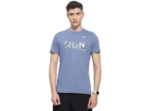 ASICS Mens Denim Blue Chest Graphic SS TOP - XL (2031E751.400)