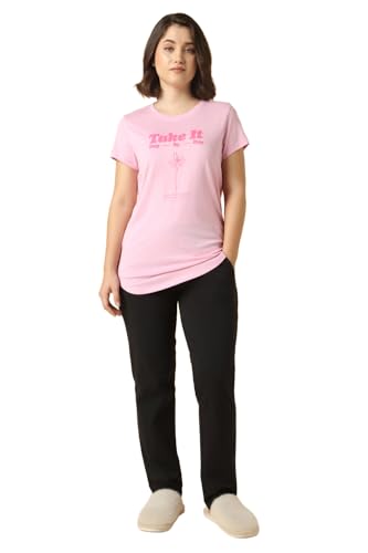 Van Heusen Women Front Print Lounge T-Shirt - Round Neck, Short Sleeve, Ultra Soft