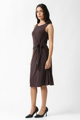 Women Brown Solid Casual Dress