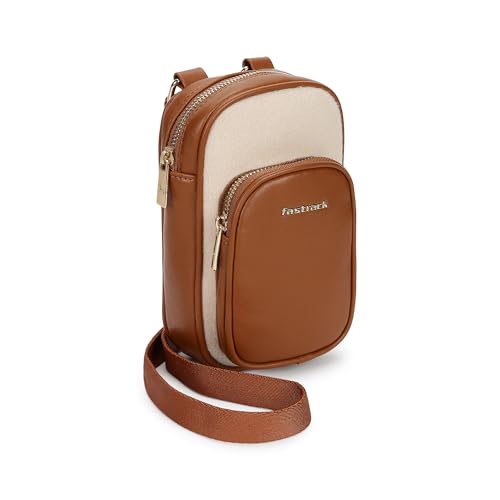 Fastrack Sherpa-Accent Colorblock Sling Bag for Women | Faux Leather Crossbody with Zipper Closure, Adjustable Strap and Gold Hardware | Compact Everyday Bag for Casual, Campus and Travel Looks