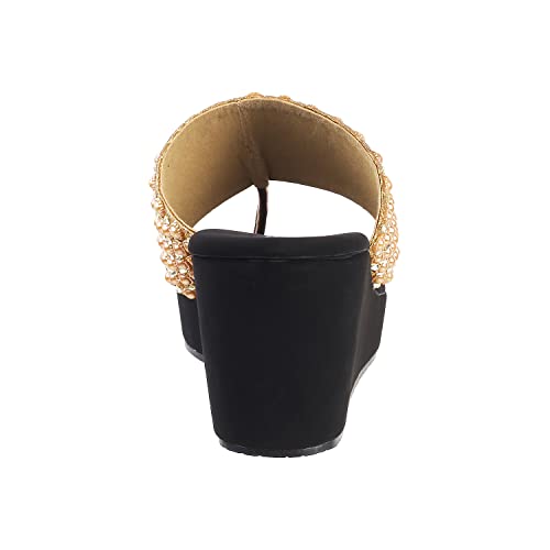 Metro Womens Synthetic Antic Gold Slip Ons - SaumyasStore