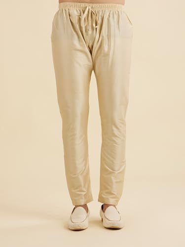 Manyavar Men's Viscose Blend Printed | Mirror Work Kurta Pyjama Set (Maroon,XL)