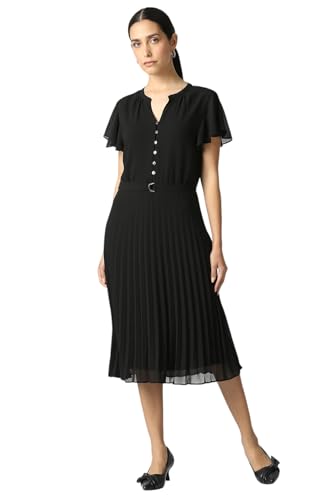Women Black Solid Party Dress