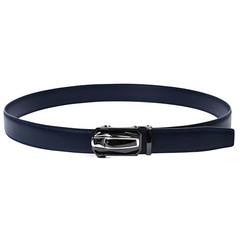 WildHorn Men's Genuine Leather Belt for Men| Premium Auto-Lock Buckle | Adjustable up to 48” | Formal & Casual Wear | Micro-Adjust Fit | Stylish Gift Box Included (MIDNIGHT NAVY)