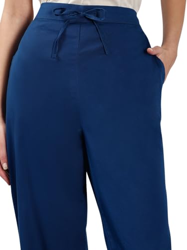 VERO MODA Women's Straight Fit High Rise Dark Blue Pants