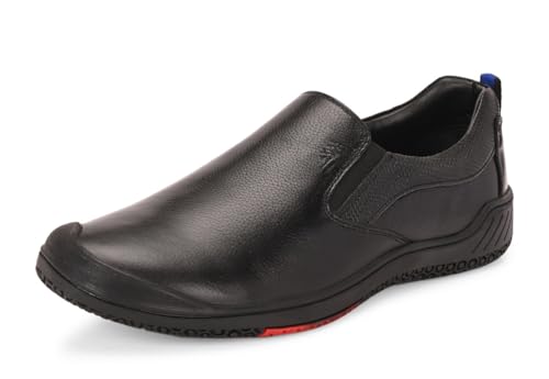 HITZ Men's Black Leather Formal Slip On Shoes - UK 10