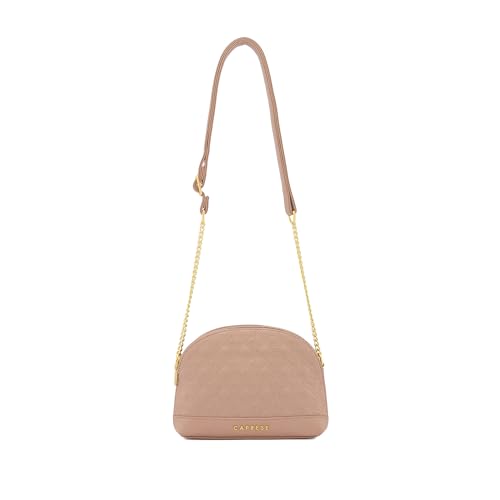 Caprese Rain Medium Sling Bag for Women | Elegant Multi-Compartment Shoulder Handbag with Adjustable & Detachable Strap | Premium Designer Party & Travel Bag with Dual Closure (Mocha Mousse)