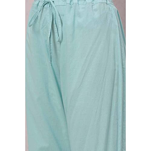 Biba Women's Cotton Printed Straight Salwar Kurta Dupatta (Skdphool Ba8073_Sky Blue_42)