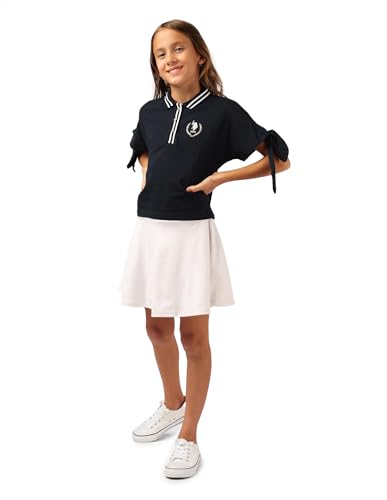 U.S. POLO ASSN. Kids Kids Regular fit Girls Cotton Solid Short Sleeves Polo T-Shirts (UGTSH0434_Blue_12M)