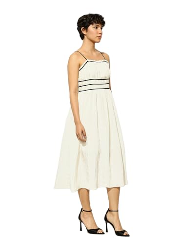 ONLY Women's Fit and Flare Cream Dress