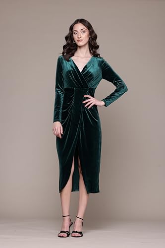 Label RITU KUMAR Green Avery Velvet Wrap Dress
