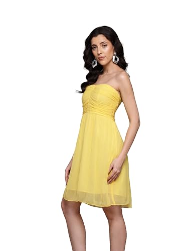 Label RITU KUMAR Yellow Belvedere Off-Shoulder Short Dress