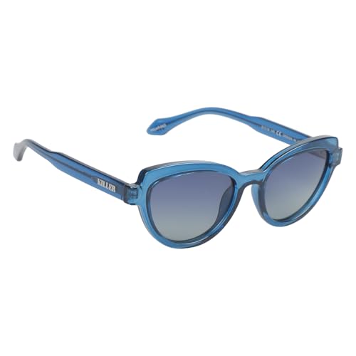 KILLER Women's Sunglass, Cat-Eye Shaped Acetate Frame Polarized Lens Sunglasses Case For Women, Girls, 100% UV Lens Sunglasses, Frame Color - Blue, Lens - Blue