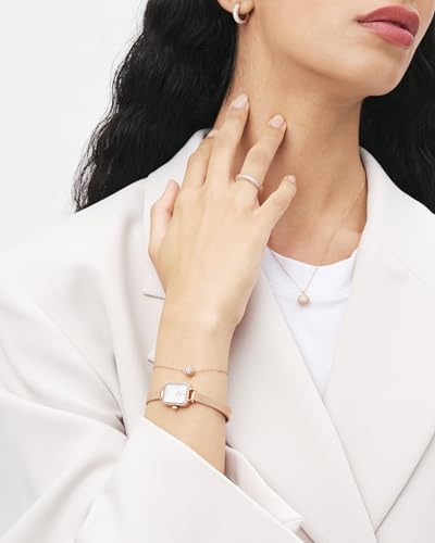 Daniel Wellington Quadro Analog Watch for Women with White Square Dial & Rose Gold Stainless Steel Bracelet Band Water Resistant Women's Wrist Watches - DW00100731K