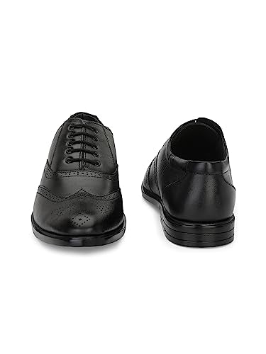 Eego Italy Plus Size Genuine Leather Brogue Lace Up Shoes_GT-17-BLACK-12