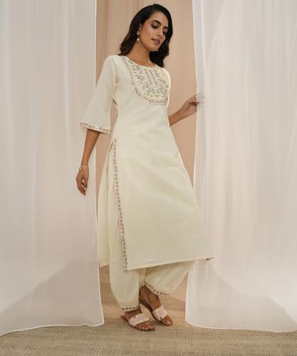 Libas Womens Yoke Design Cotton Straight Kurta With Salwar and Dupatta