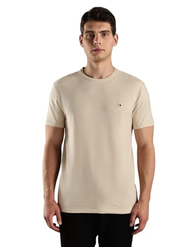 Tommy Hilfiger Solid Slim-Fit Cotton T-Shirt Beige