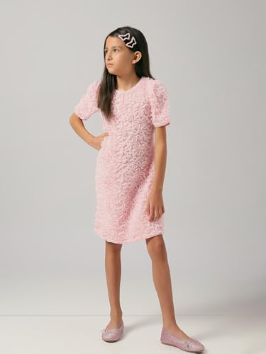 VERO MODA Girl's Self Design A-Line Pink Dress