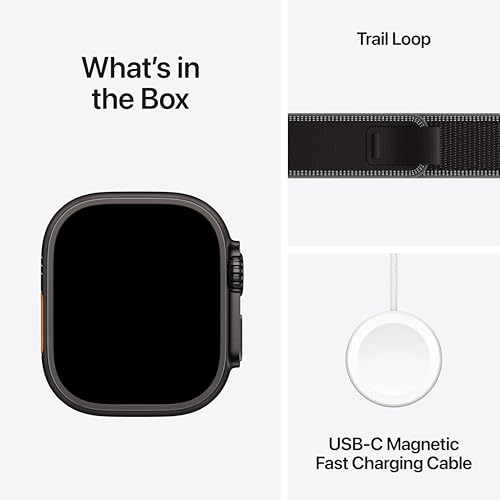 Apple Watch Ultra 3 GPS + Cellular 49mm Black Titanium Case with Black/Charcoal Trail Loop - S/M