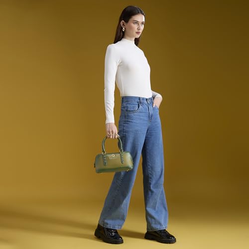 Caprese Dee Small Satchel Bag for Women with Adjustable & Detachable Strap & Zipper Closure | Perfect for Parties, Weddings, and Special Occasions (Dill Green)