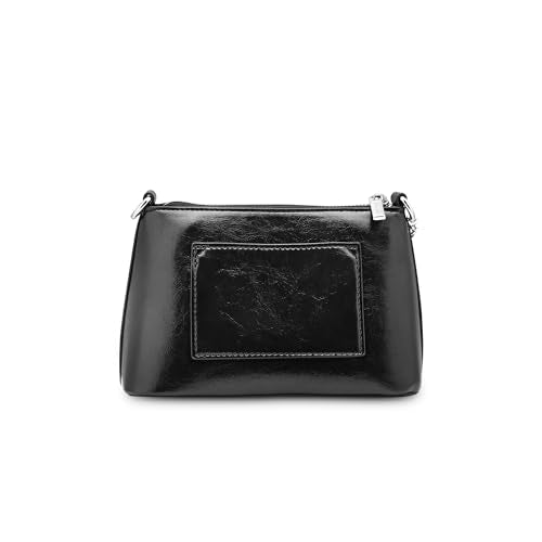 Fastrack MiniBae Sling | Black Faux-Leather Women’s Handbag | Silver Hardware & Spacious Main Compartment