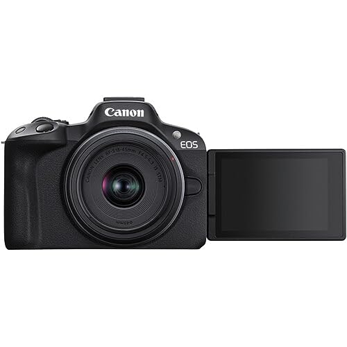 Canon EOS R50 Mirrorless Camera with 18-45mm Lens (Black) Bundle with 64GB Extreme PRO UHS-I SDXC Memory Card + Canon 200ES EOS Shoulder Bag (3 Items)
