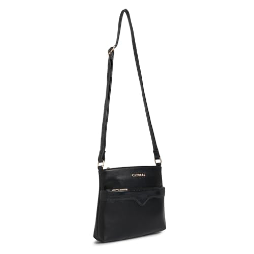 Caprese Viva Medium Sling Bag for Women with Adjustable Strap & Zipper Closure for Comfortable Wear | Versatile Handbag for Everyday Use, Travel, and Special Occasions (Black)