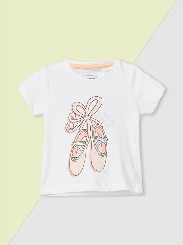 Max Girl's Half Sleeves Round Neck Cotton Printed T-Shirt - Pack of 3 White