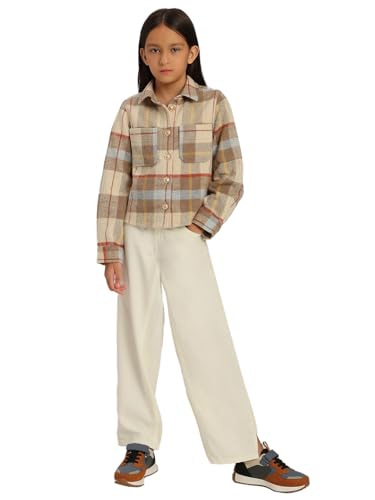 VERO MODA Girl's Checked Regular Fit Brown Shirt