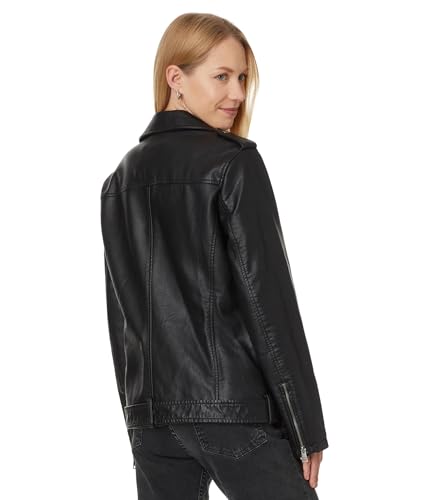 Levi's Women's Oversized Faux Leather Belted Motorcycle Jacket (Standard & Plus Sizes), Black, Large
