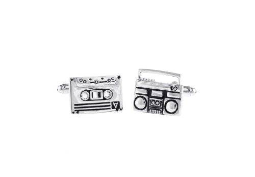 Topen Boom Box Brass Cufflinks (Silver)