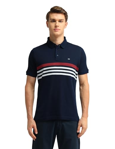 Arrow Sports Men's Striped Regular Fit Polo Shirt (ASAITS3170_Blue
