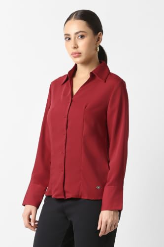 Women Red Solid Long Sleeves Formal Shirt