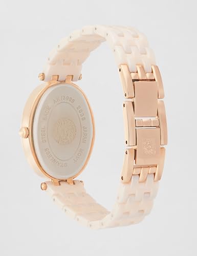 Anne Klein Quartz Analog Pink Dial Rose Gold with Pink Ceramic Strap Watch for Women