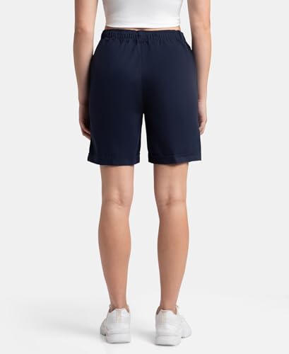Jockey A125 Women's Super Combed Cotton Woven Twill Fabric Relaxed Fit Shorts with Convenient Side Pockets_Navy Blazer_M