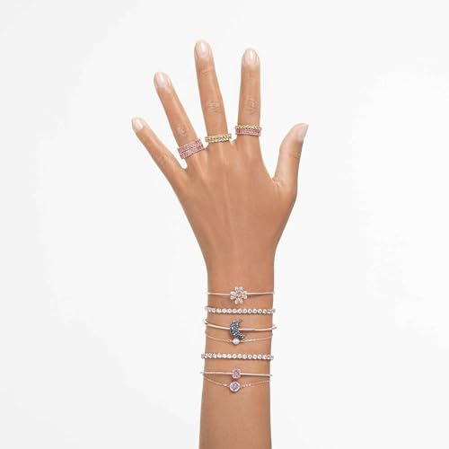 Swarovski Matrix Tennis bracelet, Round cut, White, Rose gold plated top layer, L, Rose Gold Plated, Cubic Zirconia, Cubic Zirconia
