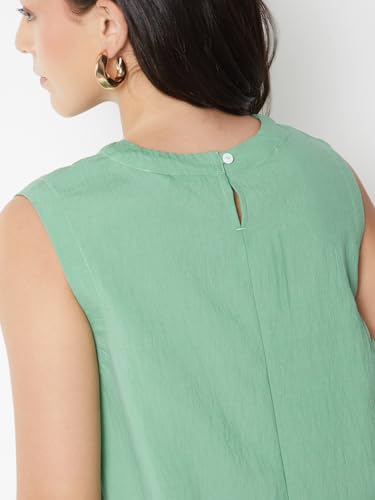 Max Women Floral Print A-Line Dress (Green_S)