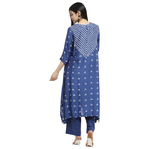 Biba Women Blue Shantoon Asymmetric Kurta Set_40