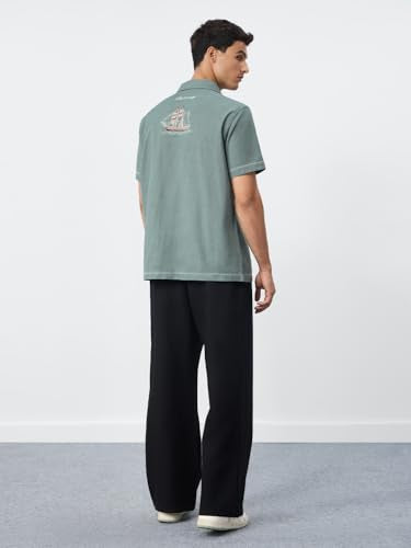 The Souled Store Hawaiian Shirt: Sail Away Men and Boys Short Sleeves Collared Neck Button Front Embroidered Regular Fit Lightweight All-Season Cotton Casual Holiday Shirts