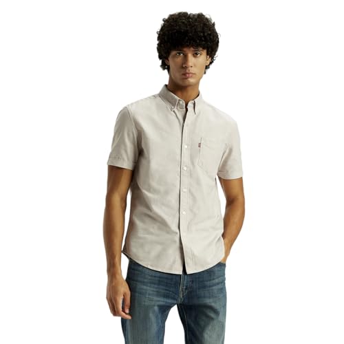 Levi's Men's Solid Slim Fit Shirt Beige
