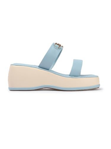 ELLE Women Wedge Heel Sandal, Sky Blue, UK-4