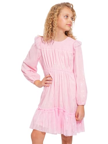 VERO MODA Girls Pink Mesh Printed Dress