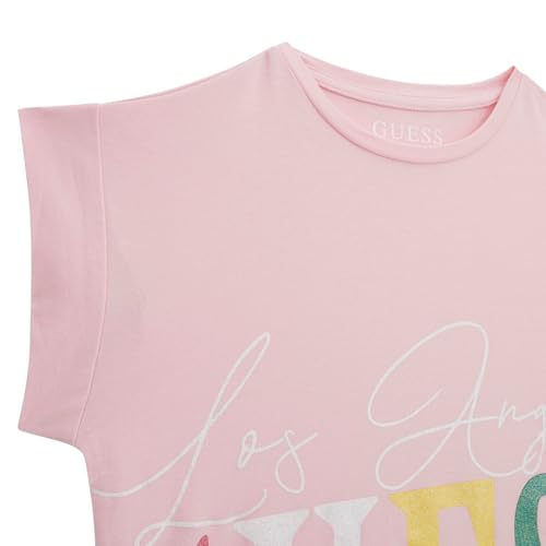 GUESS Cotton Candy Pink Cotton Blend Printed T-Shirt