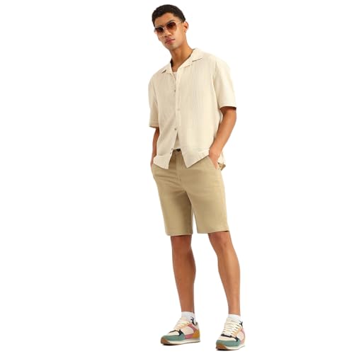 United Colors of Benetton Solid Slim Fit Chinos Shorts (Size: 32)-25P4CTWB1003I902 Khaki