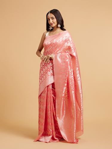 MOHEY Women's Art Silk bel Buti Pattern Zari Weave Saree(Gajree)