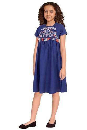 Allen Solly Girl's Cotton Modern Knee-Length Dress (AGDRPRGFG05623_Navy