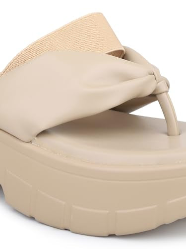 Inc.5 Women Beige Open Toe Platform Heels